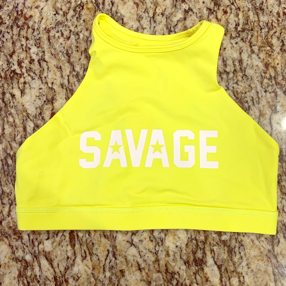 SavageBarbell High Neck Sport Bra- ELECTRIC YELLOW